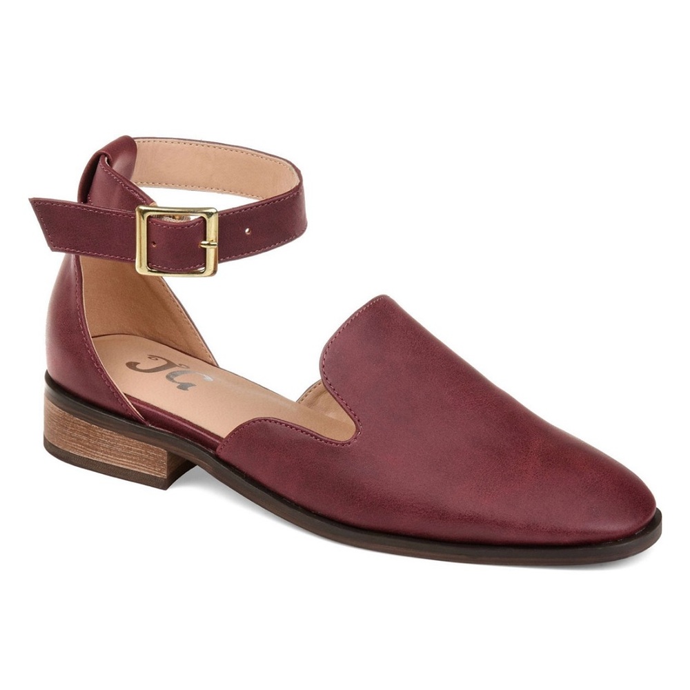 Women's Burgundy Ankle Strap Loafers